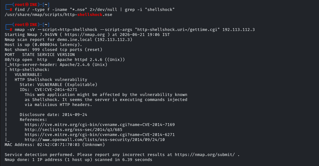 Nmap Shellshock script scan