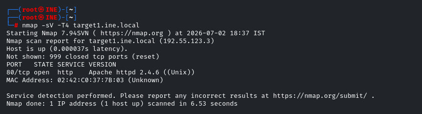 Target 1 Nmap scan
