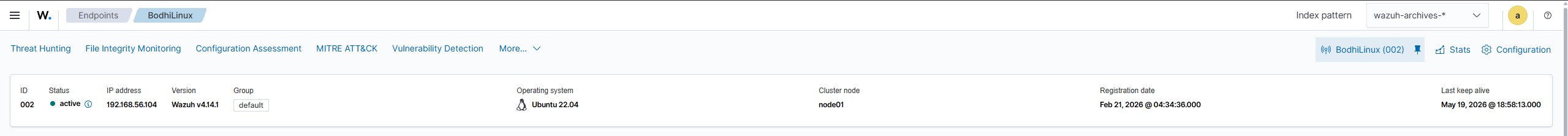 Bodhi Linux Wazuh agent active