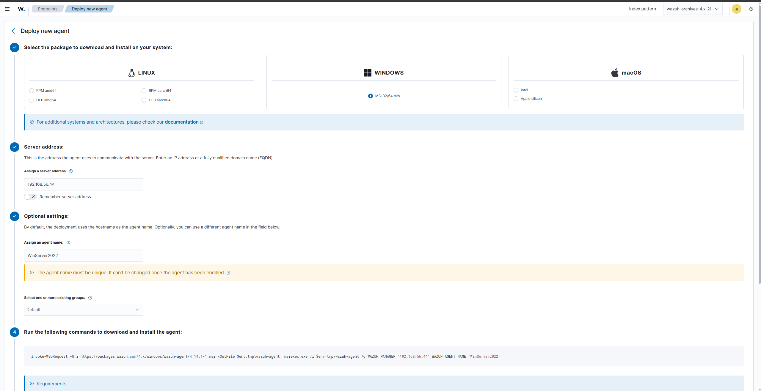 Windows agent configuration in Wazuh