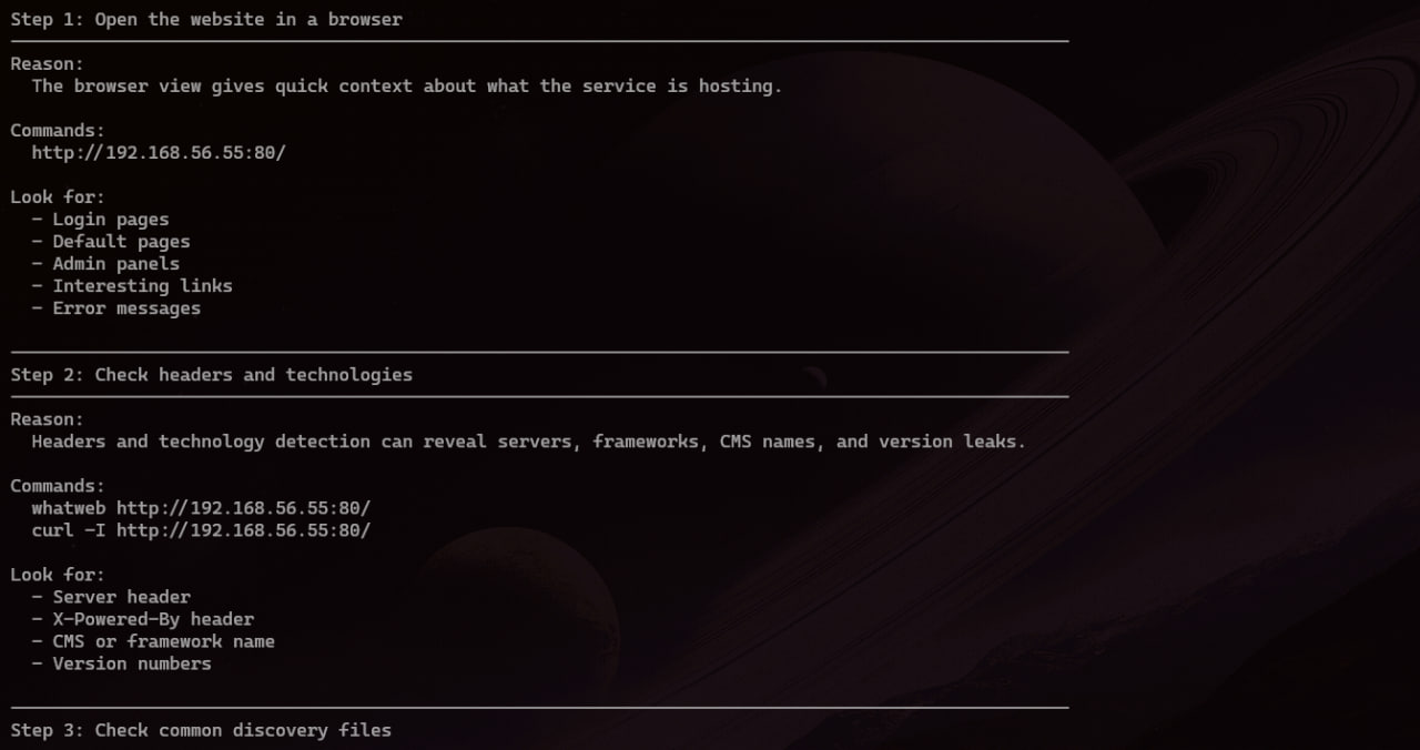 NextEnum HTTP service guide with command suggestions